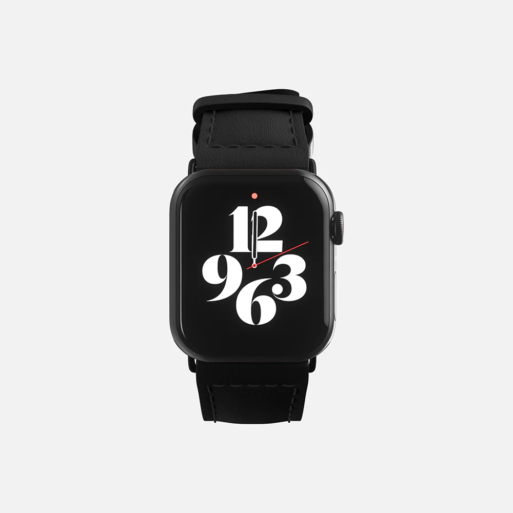 Apple Watch leather strap - Black - 42/44/45/49mm - Image 8