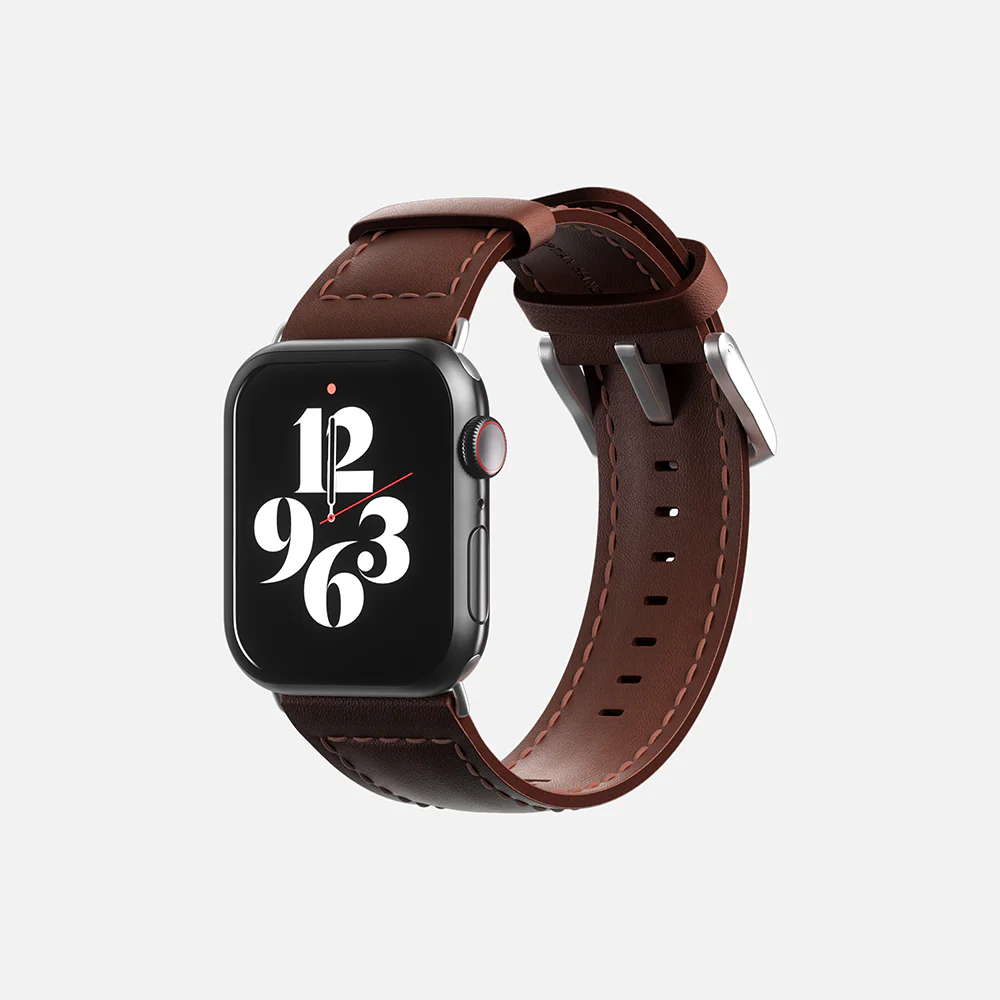 Apple Watch leather strap - Brown - 42/44/45/49mm - Image 2