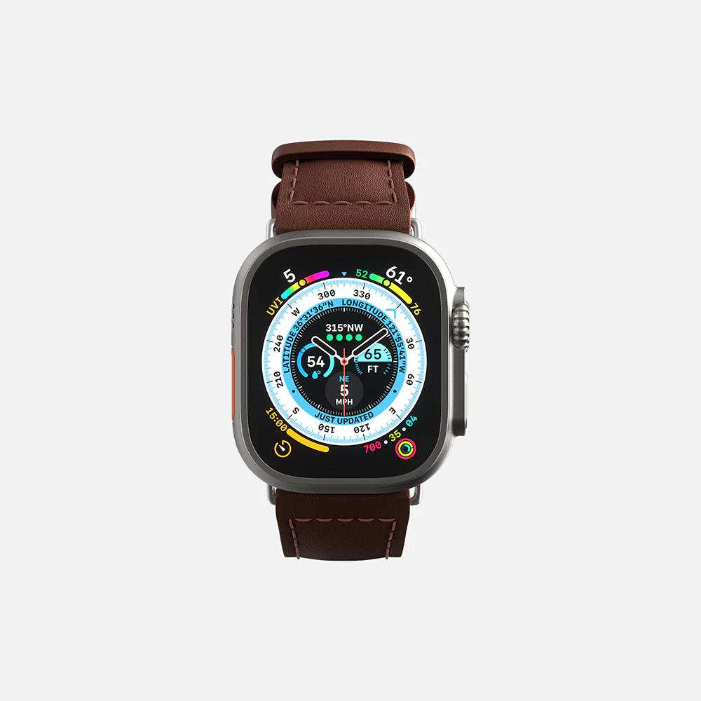 Apple Watch leather strap - Brown - 42/44/45/49mm - Image 3