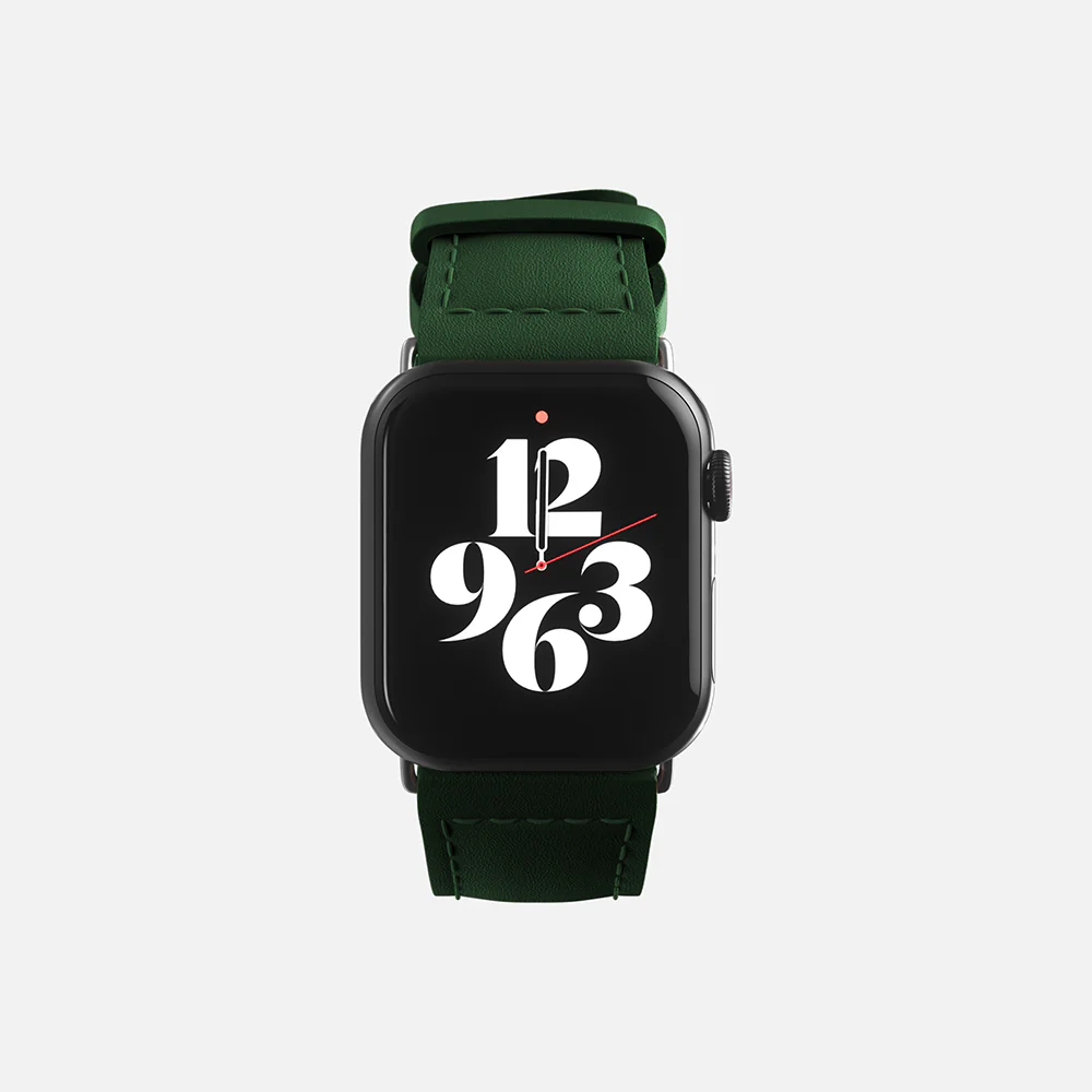 Apple Watch leather strap - Green- 42/44/45/49mm - Image 2