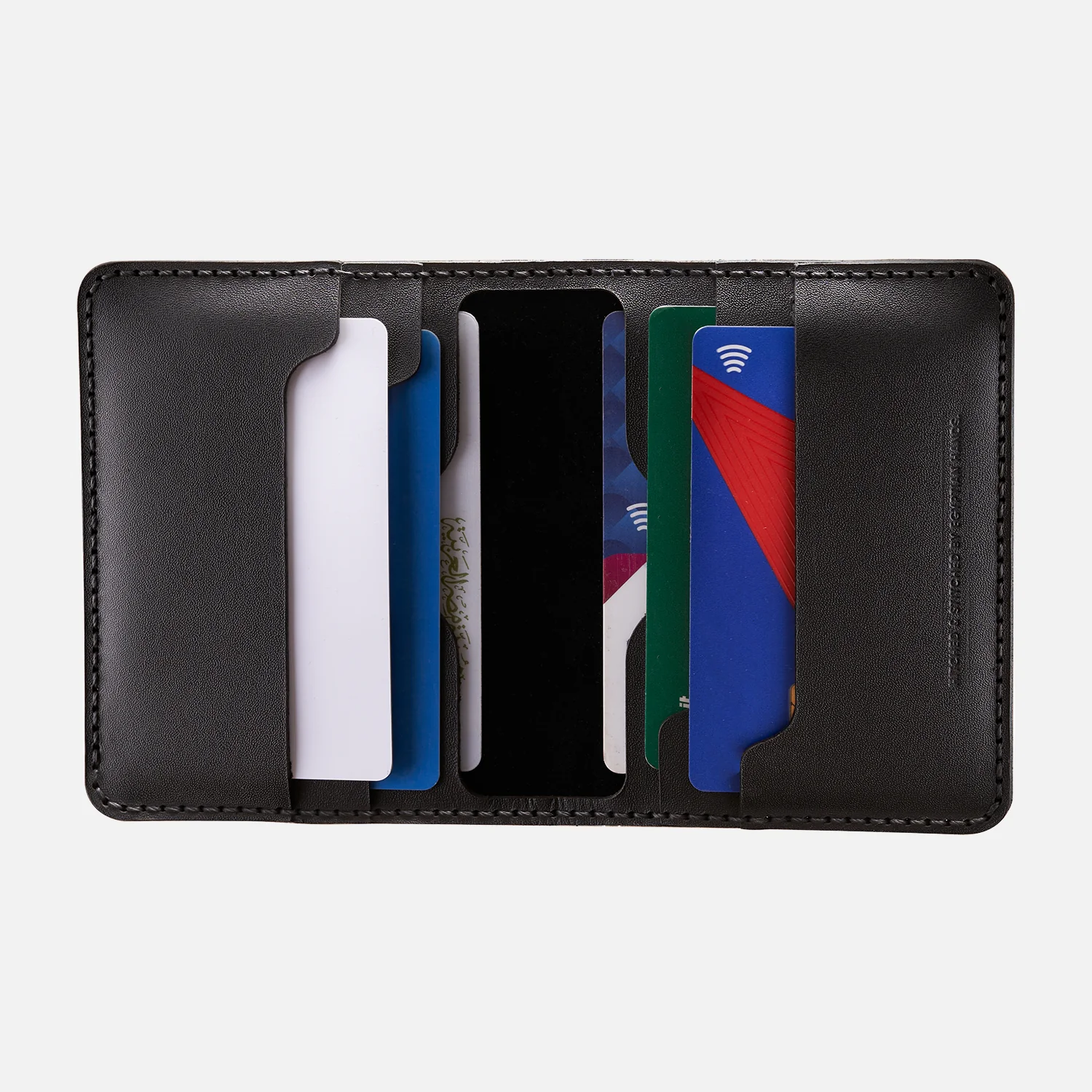 Bifold Card Wallet (Upgraded) - Handmade Natural Genuine Leather - Black - Image 4