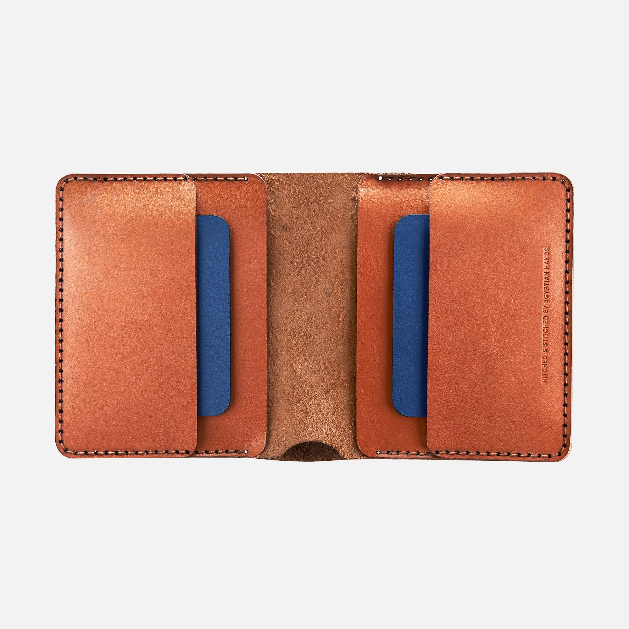 Bifold Wallet (Upgraded) - Handmade Natural Genuine Leather - Havan/Navy - Image 3