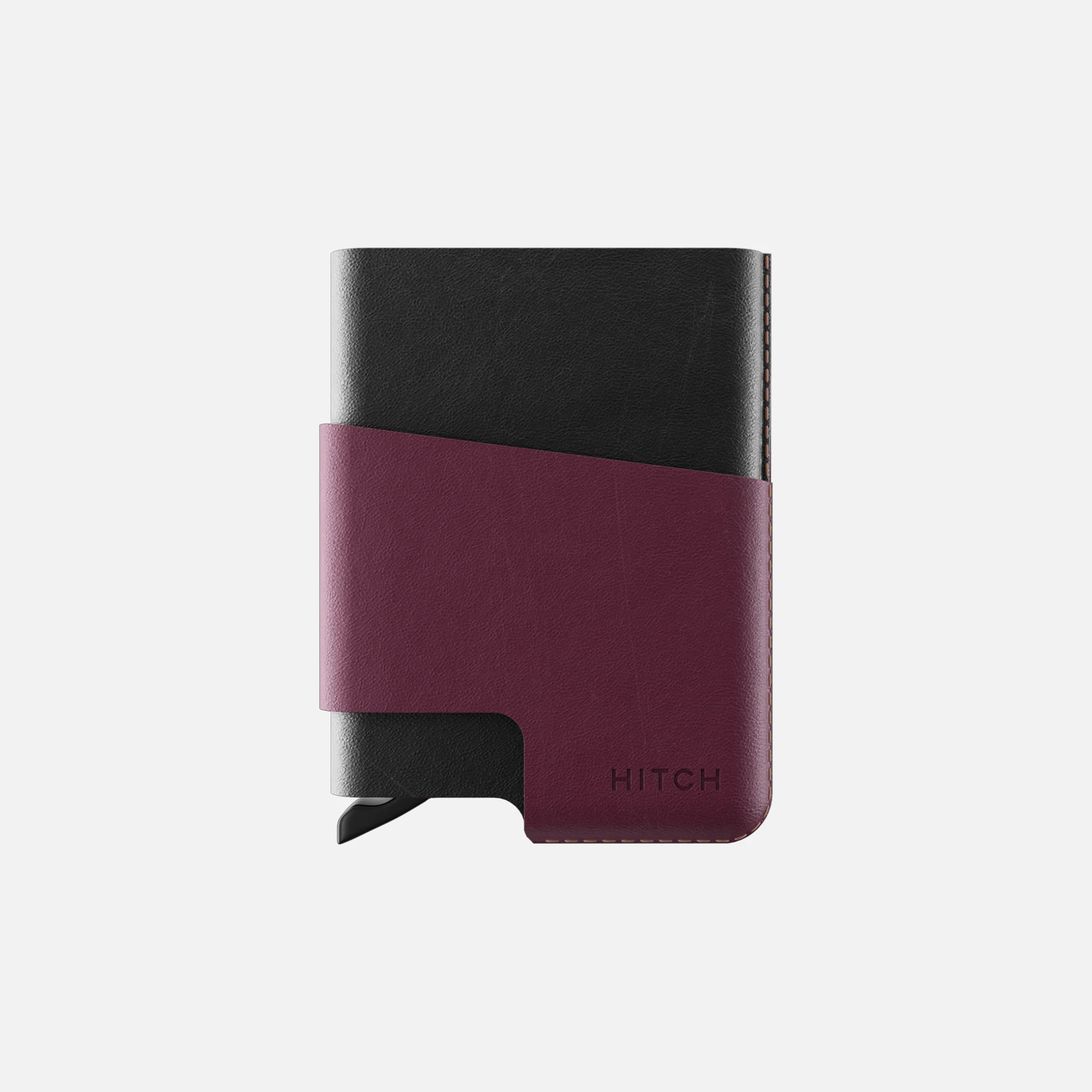CUT-OUT Cardholder - RFID Block Featured - Handmade Natural Genuine Leather - Black/Burgundy - Image 2
