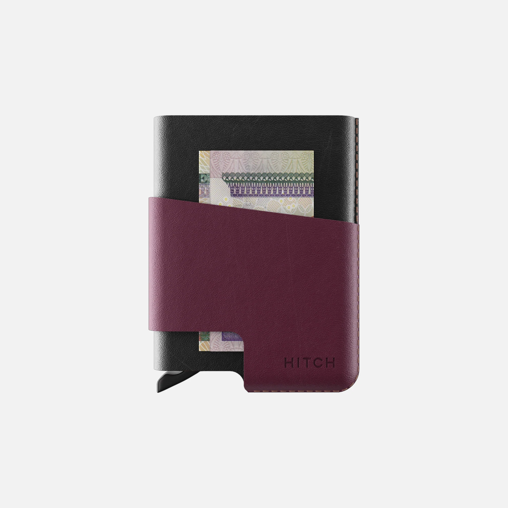 CUT-OUT Cardholder - RFID Block Featured - Handmade Natural Genuine Leather - Black/Burgundy - Image 6