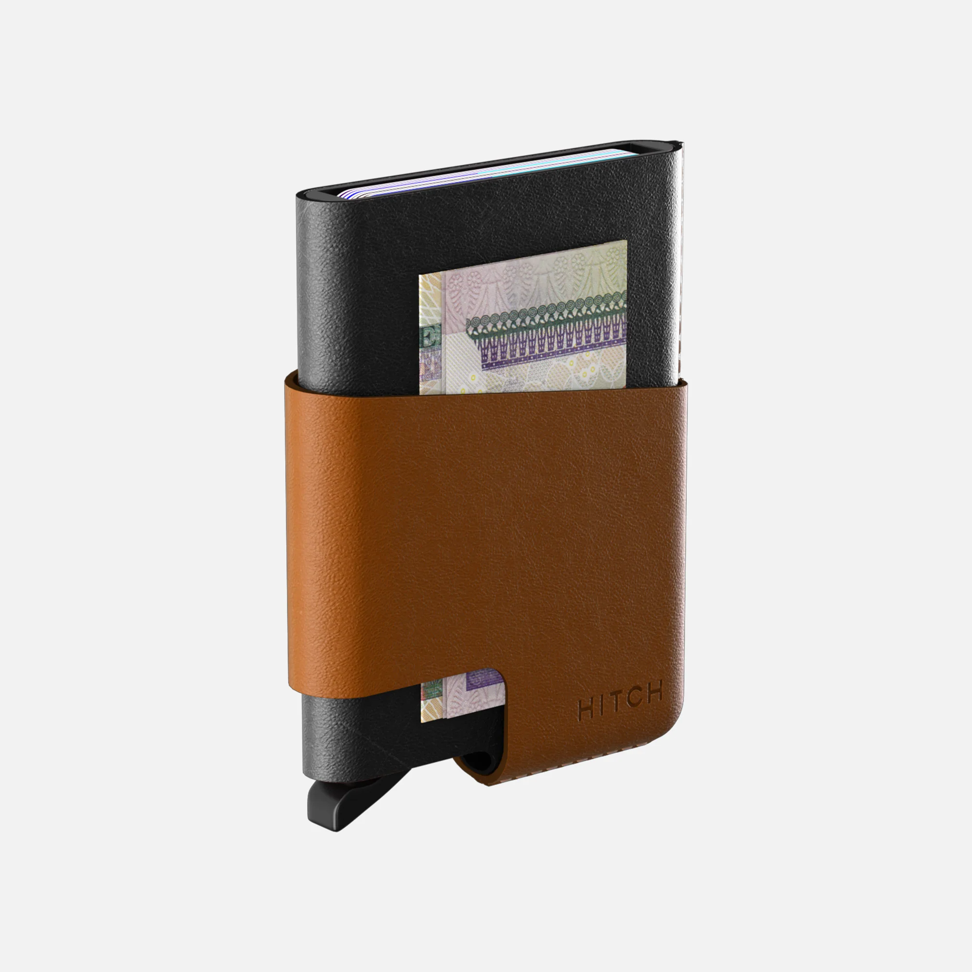 CUT-OUT Cardholder - RFID Block Featured - Handmade Natural Genuine Leather - Black/Havan - Image 6