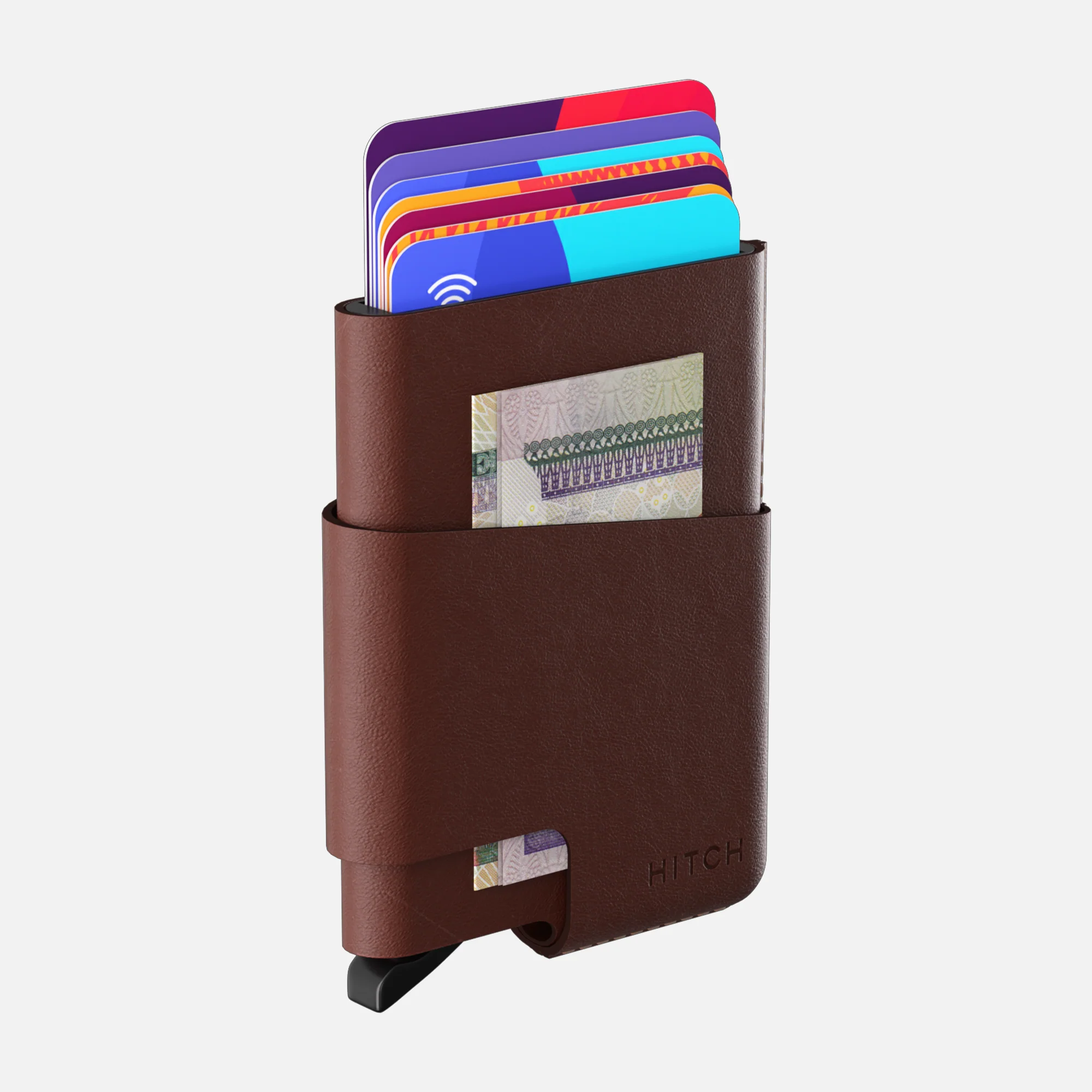 CUT-OUT Cardholder - RFID Block Featured - Handmade Natural Genuine Leather - Coffee Brown - Image 5
