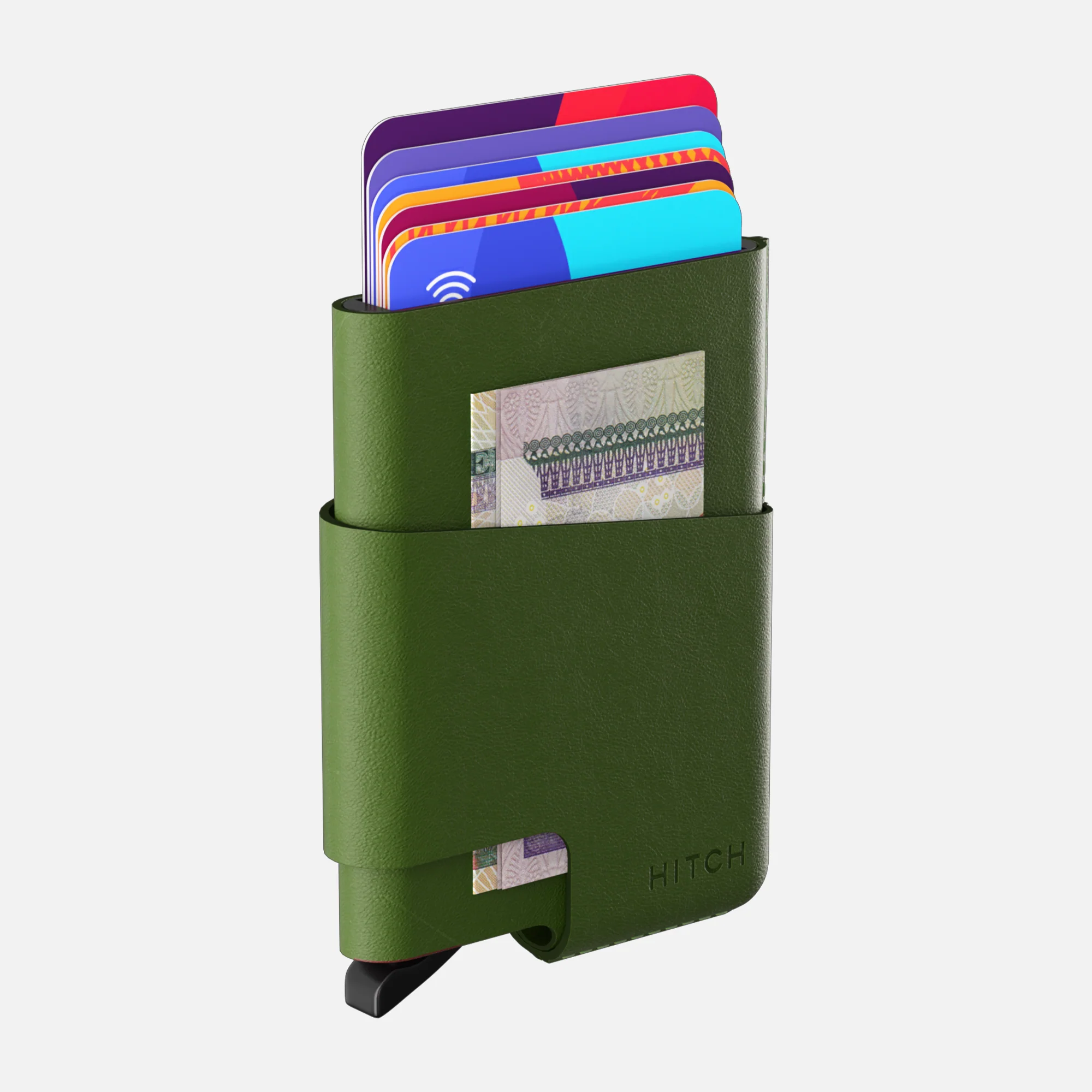 CUT-OUT Cardholder - RFID Block Featured - Handmade Natural Genuine Leather - Green - Image 4
