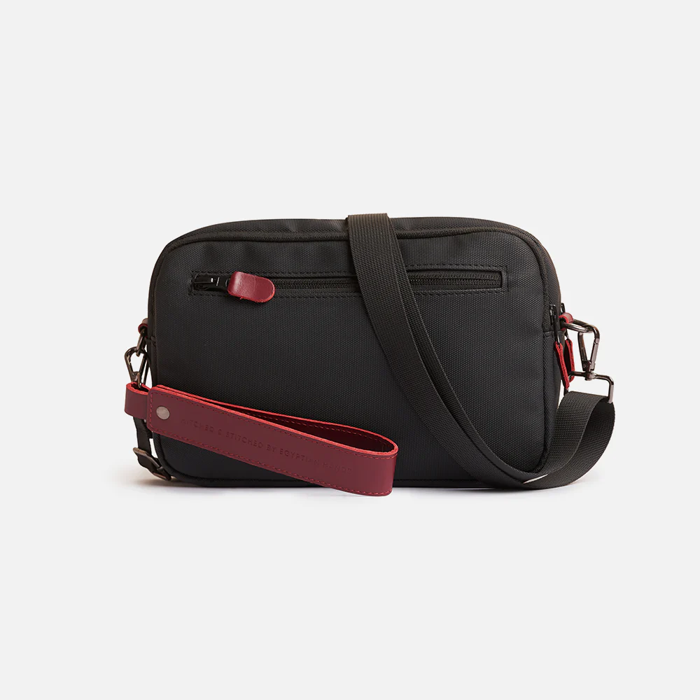 Flux — Urban Crossbody Bag - Black/Burgundy - Image 4