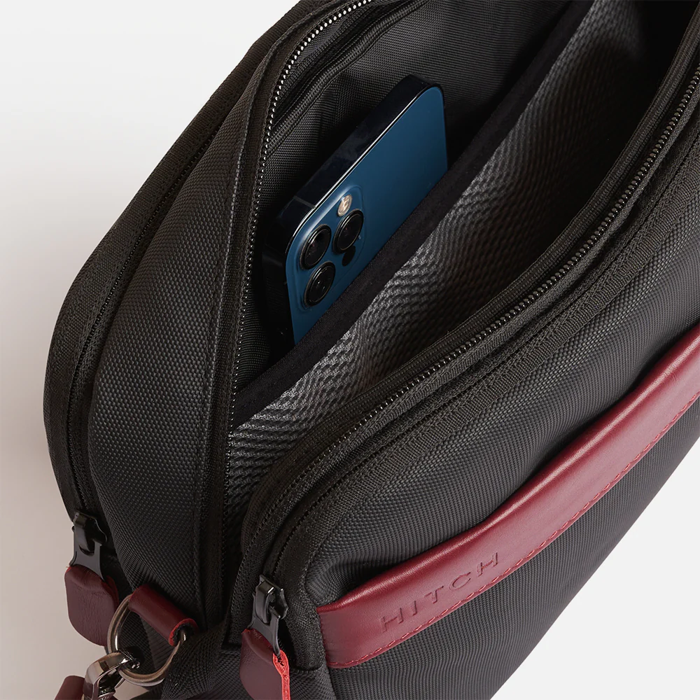 Flux — Urban Crossbody Bag - Black/Burgundy - Image 6