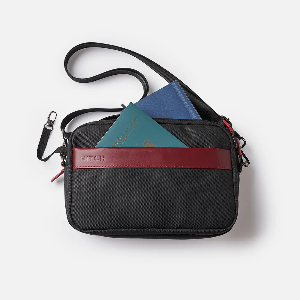 Flux — Urban Crossbody Bag - Black/Burgundy - Image 9