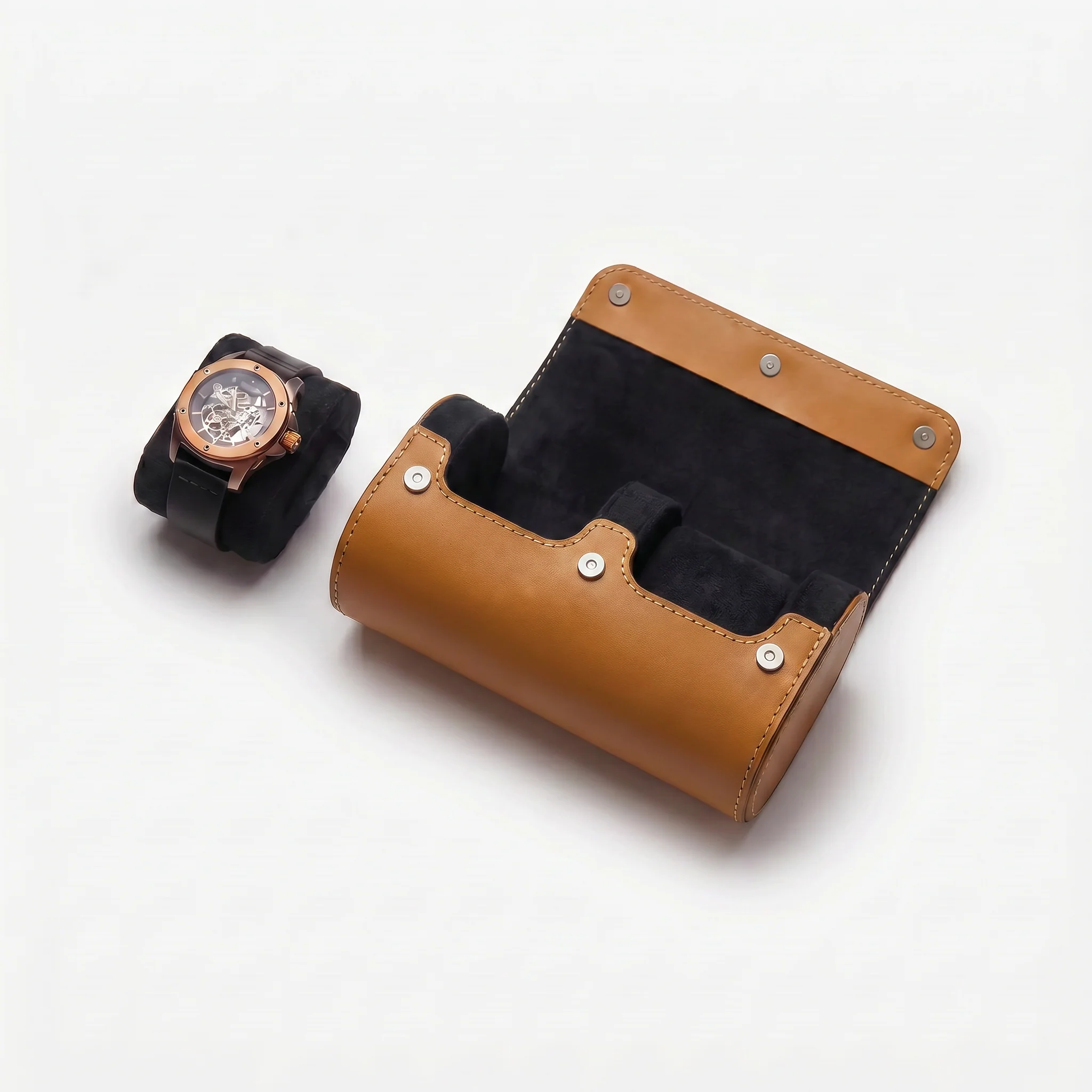 Premium Watch Case - Natural Leather - Fits 2 Watches - Image 20