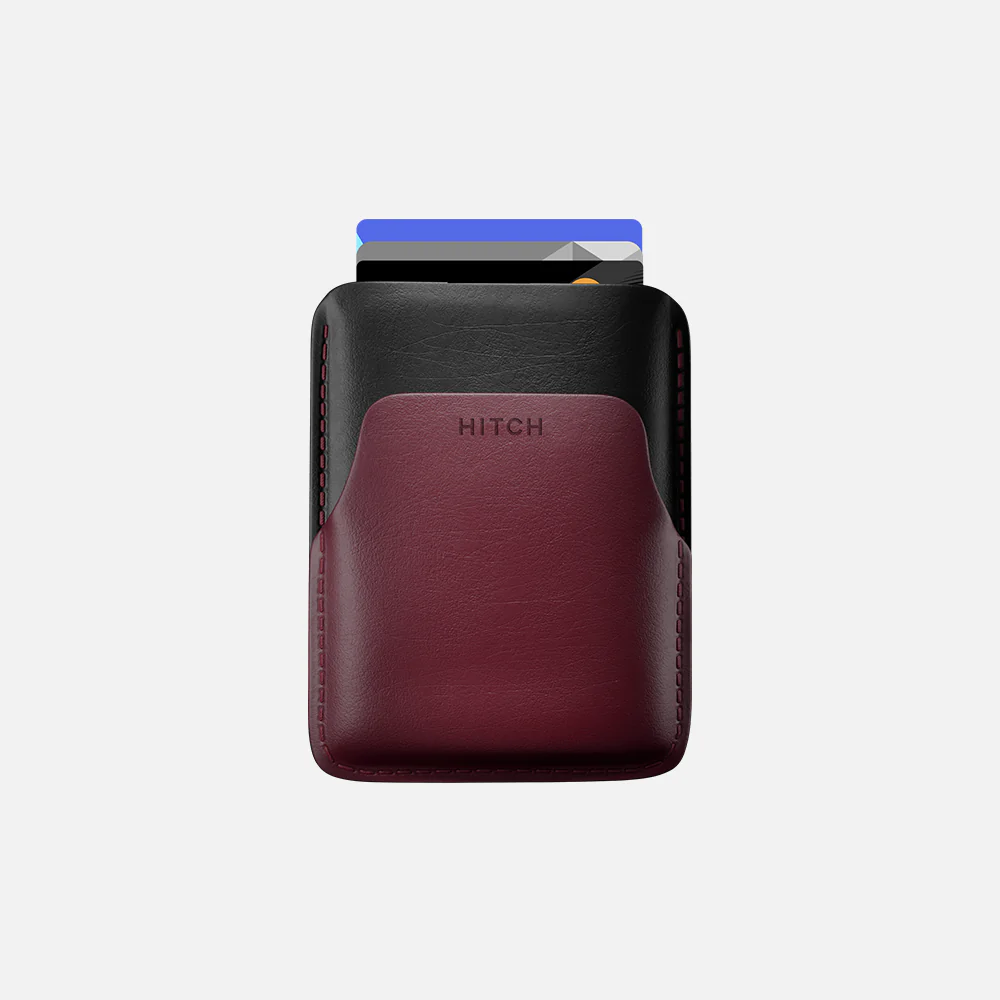 Pull-up Cardholder - Natural Genuine Leather - Black/Burgundy - Image 3