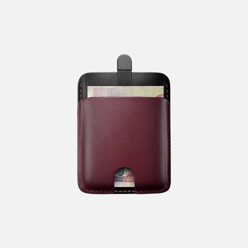 Pull-up Cardholder - Natural Genuine Leather - Black/Burgundy - Image 4