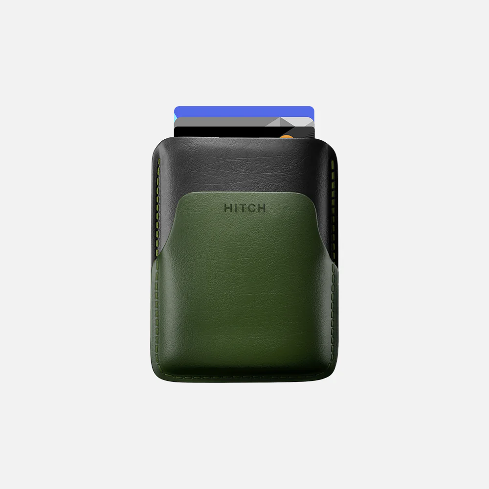 Pull-up Cardholder - Natural Genuine Leather - Black/Green - Image 3