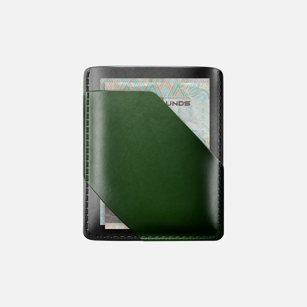 Simple Cardholder - Natural Genuine Leather - Black/Green - Image 4